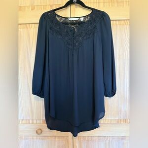 LC Lauren Conrad Black Blouse with Lace